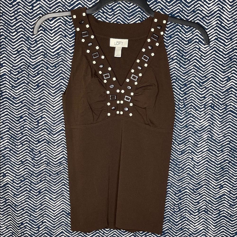 Dark Brown Studded Tank Top